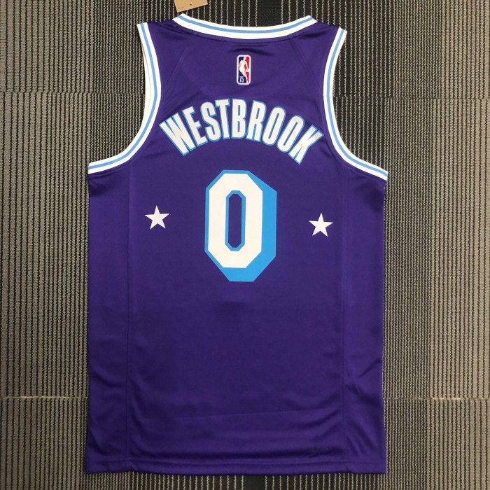 Heat Transfer NBA 2022 Los Angeles Lakers Russell Westbrook 75th Anniversary City Edition Purple Jersey