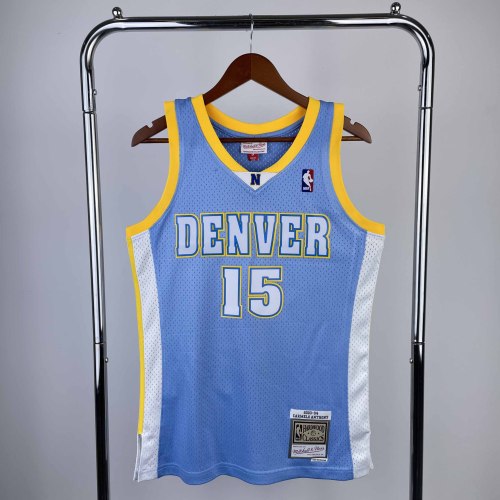 Heat Transfer Retro NBA Denver Nuggets Carmelo Anthony Mitchell & Ness Light Blue 2003-04 Hardwood Classics Swingman Jersey