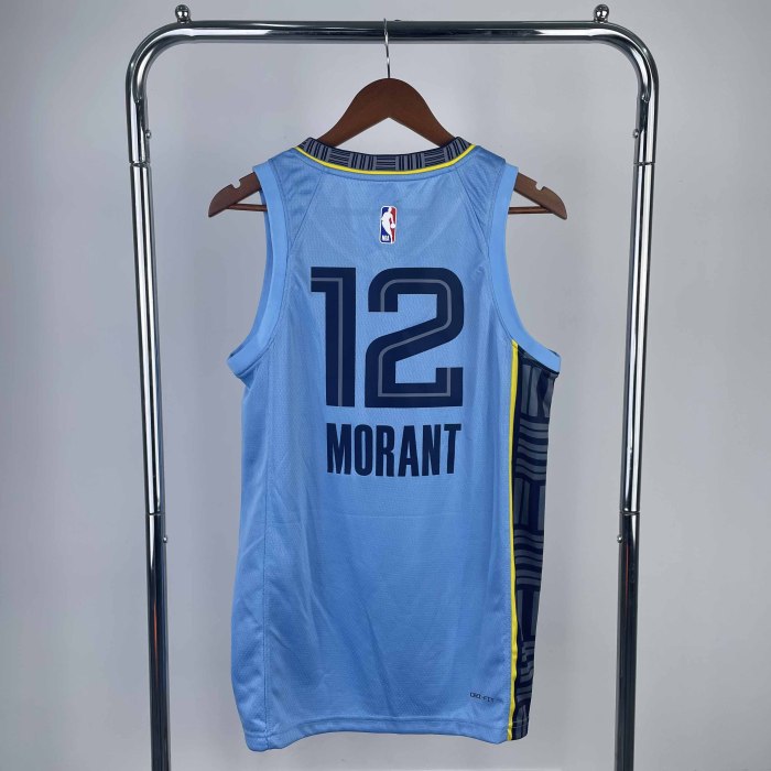 Heat Transfer NBA 2023 Memphis Grizzlies Morant Blue Flying man limited Jersey