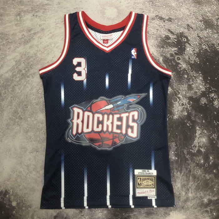 Heat Transfer Retro NBA Houston Rockets Steve Francis Mitchell & Ness Navy 1999-2000 Hardwood Classics Swingman Jersey
