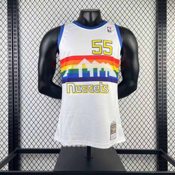Heat Transfer Retro NBA 1991-92 Denver Nuggets Mutombo soccer fans white Jersey