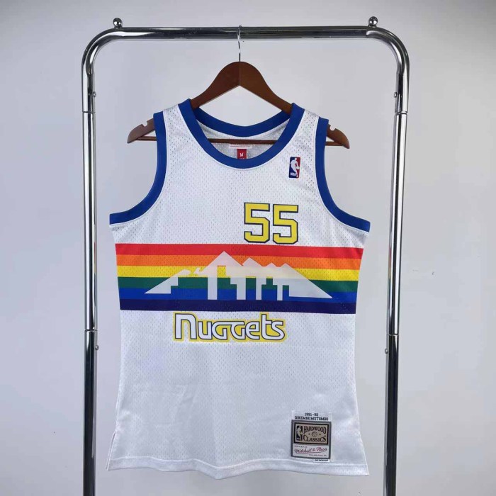 Heat Transfer Retro NBA 1991-92 Denver Nuggets Mutombo soccer fans white Jersey
