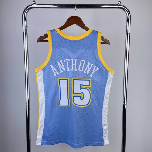 Heat Transfer Retro NBA Denver Nuggets Carmelo Anthony Mitchell & Ness Light Blue 2003-04 Hardwood Classics Swingman Jersey
