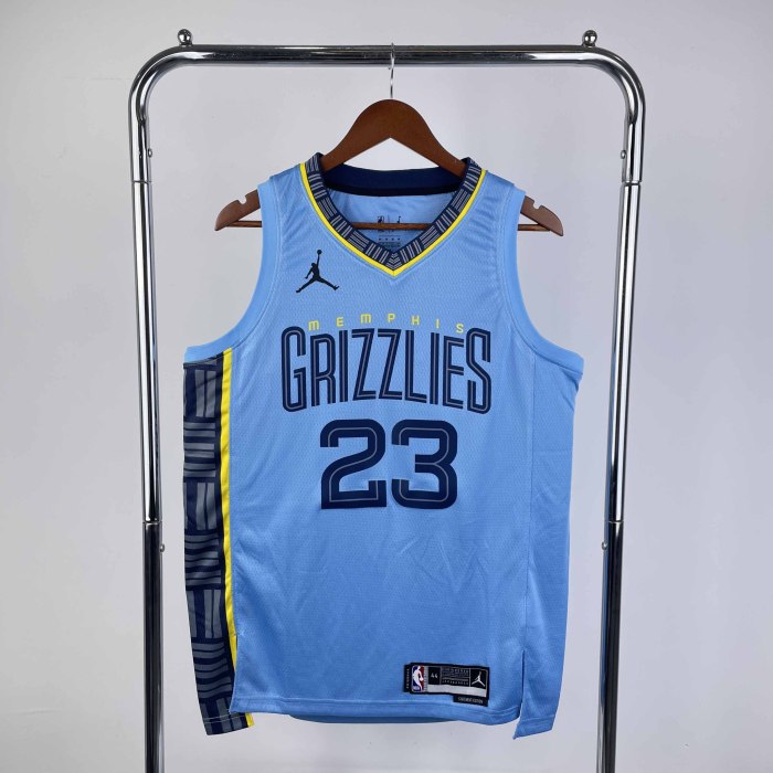 Heat Transfer NBA 2023 Memphis Grizzlies Rose Blue Flying man limited Jersey