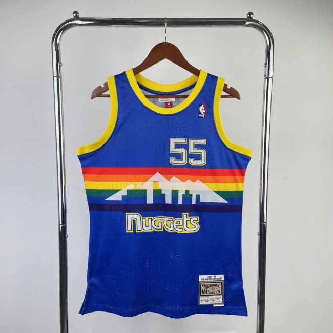 Heat Transfer Retro NBA 1991-1992 Denver Nuggets Dikembe Mutombo Soccer fans Version Dark blue Jersey