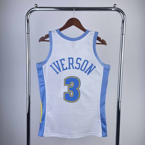 Heat Transfer Retro NBA Denver Nuggets Allen Iverson Mitchell & Ness White 2006-07 Hardwood Classics Swingman Jersey