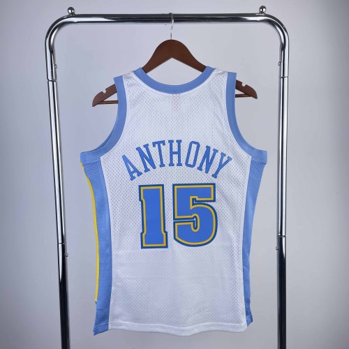Heat Transfer Retro NBA Denver Nuggets Carmelo Anthony Mitchell & Ness White 2006-07 Hardwood Classics Swingman Jersey