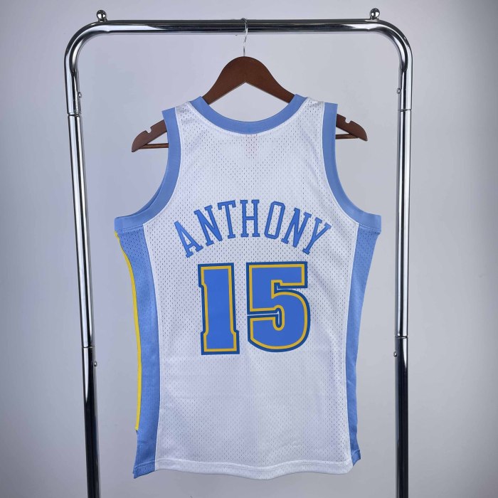 Heat Transfer Retro NBA Denver Nuggets Carmelo Anthony Mitchell & Ness White 2006-07 Hardwood Classics Swingman Jersey