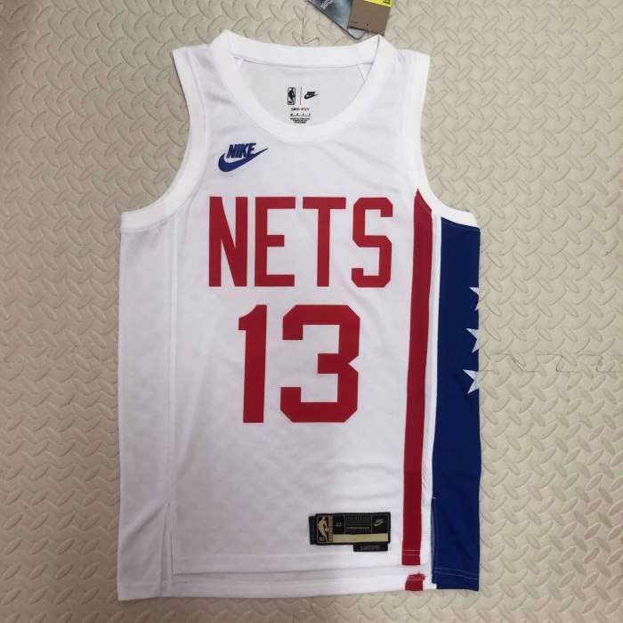 Heat Transfer NBA 2023 Brooklyn Nets James Harden White Retro Jersey