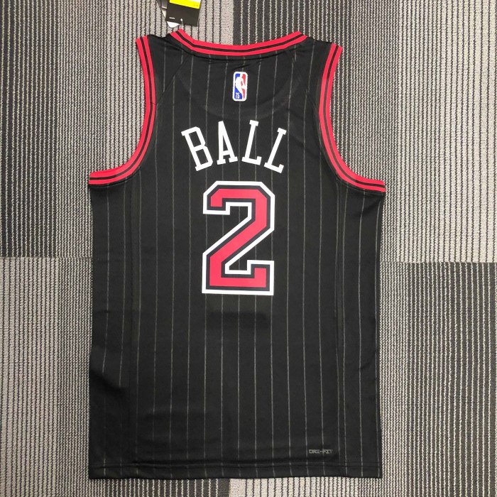 Heat Transfer NBA  Chicago Bulls Lonzo Ball 75th Anniversary Black Jersey