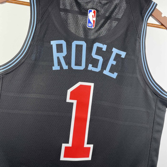 Heat Transfer 2019 NBA Chicago Bulls Derrick Rose City edition Black  Jersey