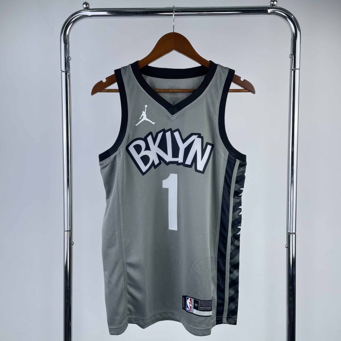 Heat Transfer NBA Brooklyn Nets Mikal Bridges Gray Flying man limit  Jersey
