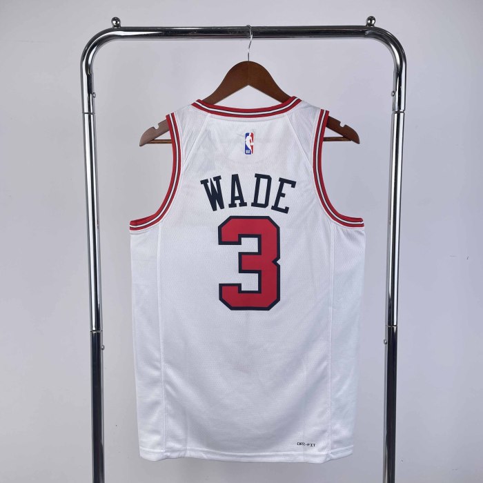 Heat Transfer 2023 NBA Chicago Bulls Dwyane Tyrone Wade White Jersey