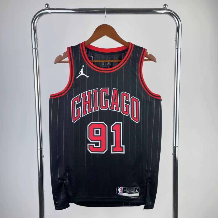 Heat Transfer 2023 NBA Chicago Bulls Dennis Rodman Flying man limited Black Jersey