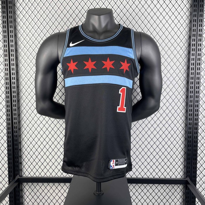 Heat Transfer 2019 NBA Chicago Bulls Derrick Rose City edition Black  Jersey