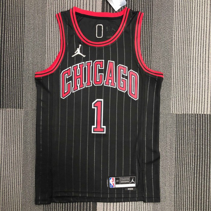 Heat Transfer NBA  Chicago Bulls Rose 75th Anniversary Black Jersey