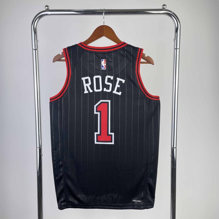 Heat Transfer 2023 NBA Chicago Bulls Rose Flying man limited Black Jersey