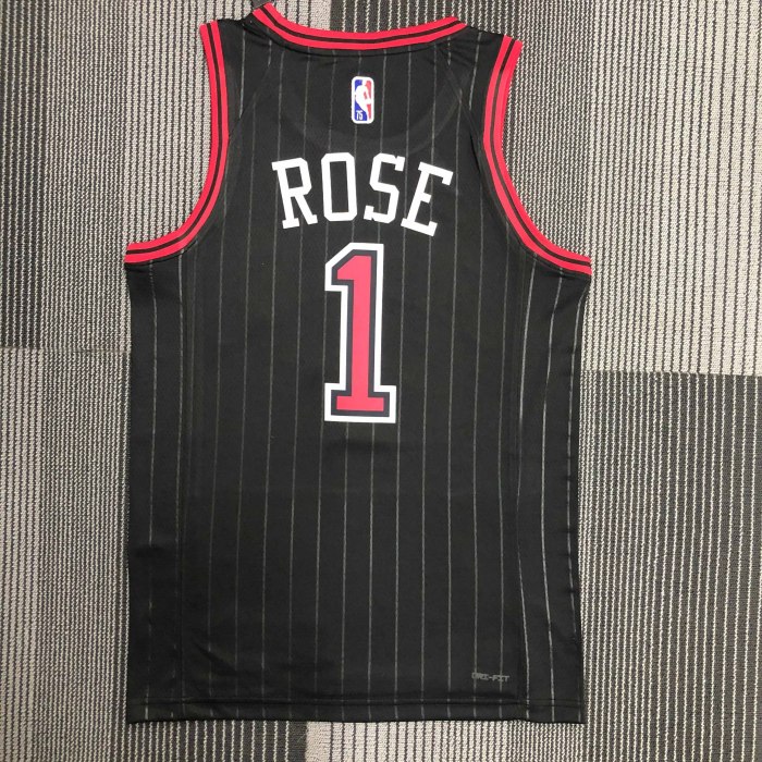 Heat Transfer NBA  Chicago Bulls Rose 75th Anniversary Black Jersey