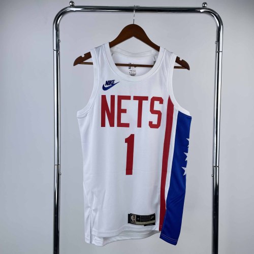 Heat Transfer NBA 2023 Brooklyn Nets Mikal Bridges White Retro Jersey
