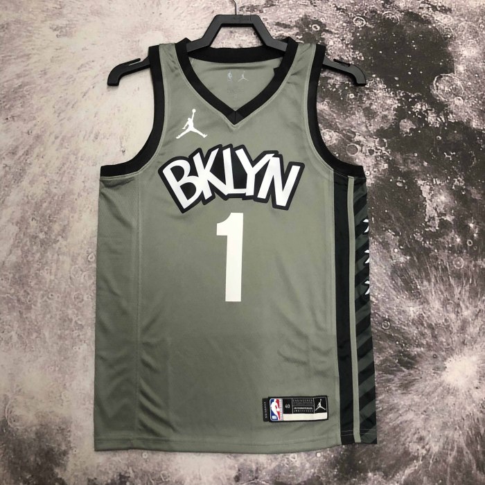 Heat Transfer NBA Brooklyn Nets Mikal Bridges Gray Flying man limit  Jersey