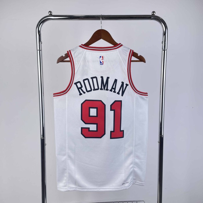 Heat Transfer 2023 NBA Chicago Bulls Dennis Rodman White Jersey