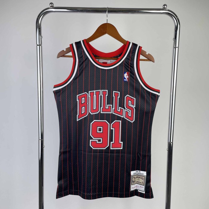 Heat Transfer NBA 1996 Chicago Bulls Dennis Rodman Retro Black Jersey