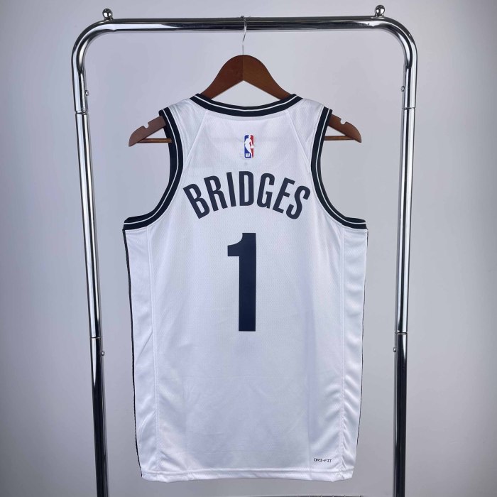 Heat Transfer NBA Brooklyn Nets Mikal Bridges 2022-23 White Association Edition Swingman Jersey