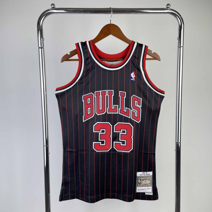 Heat Transfer NBA 1996 Chicago Bulls Scottie Pippen Retro Black Jersey
