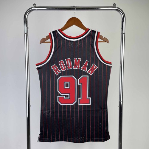 Heat Transfer NBA 1996 Chicago Bulls Dennis Rodman Retro Black Jersey