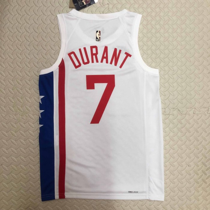Heat Transfer NBA 2023 Brooklyn Nets Kevin Durant White Retro Jersey