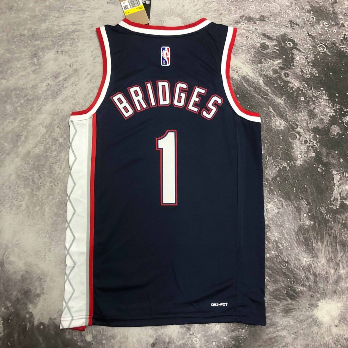 Heat Transfer 2022 NBA  Brooklyn Nets Miles Bridges City edition Navy blue Jersey