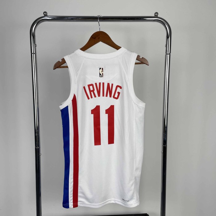 Heat Transfer NBA 2023 Brooklyn Nets Kyrie Irving White Retro Jersey