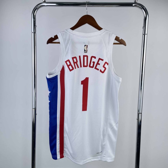 Heat Transfer NBA 2023 Brooklyn Nets Mikal Bridges White Retro Jersey