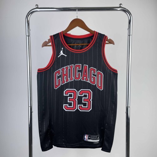 Heat Transfer 2023 NBA Chicago Bulls Scottie Pippen Flying man limited Black  Jersey