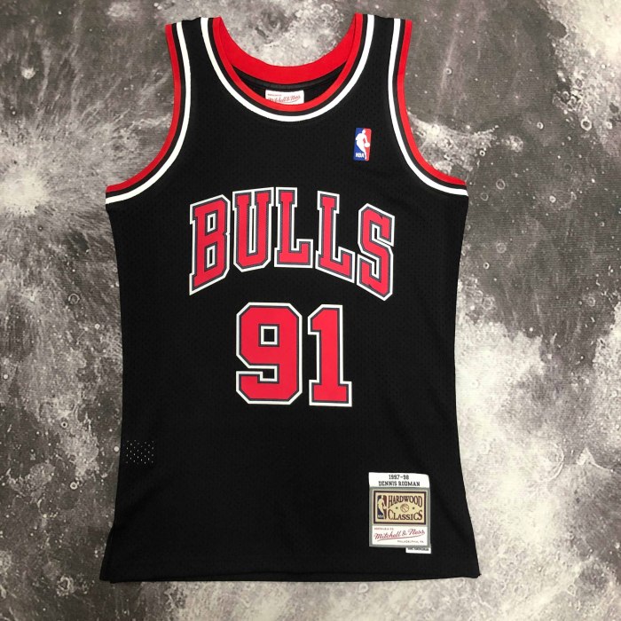 Heat Transfer NBA 1998 Chicago Bulls Dennis Rodman Retro Black Jersey