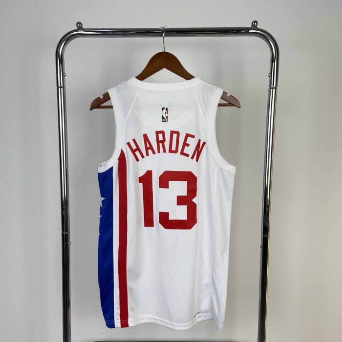 Heat Transfer NBA 2023 Brooklyn Nets James Harden White Retro Jersey