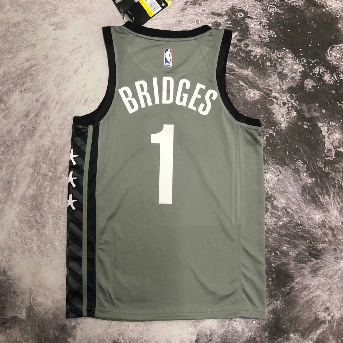 Heat Transfer NBA Brooklyn Nets Mikal Bridges Gray Flying man limit  Jersey