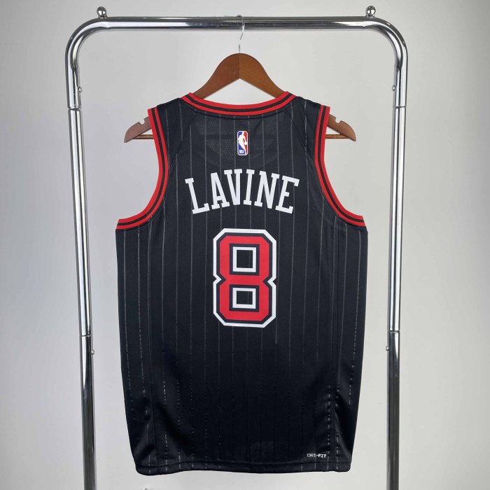 Heat Transfer 2023 NBA Chicago Bulls Zach LaVine Flying man limited Black Jersey
