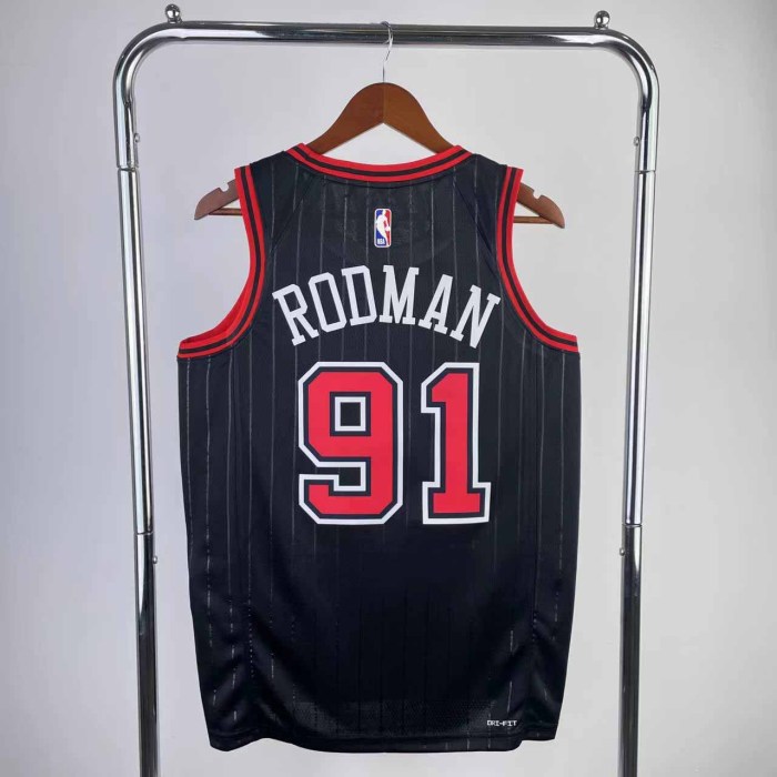 Heat Transfer 2023 NBA Chicago Bulls Dennis Rodman Flying man limited Black Jersey
