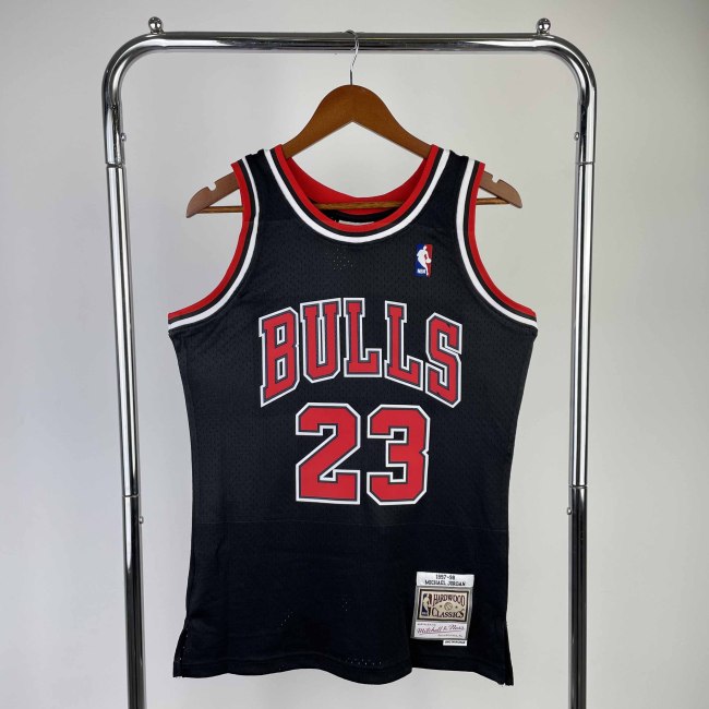 Heat Transfer NBA 1998 Chicago Bulls Michael Jordan Retro Black Jersey