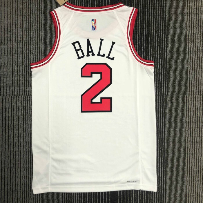 Heat Transfer NBA Chicago Bulls Lonzo Ball 75th Anniversary White Jersey