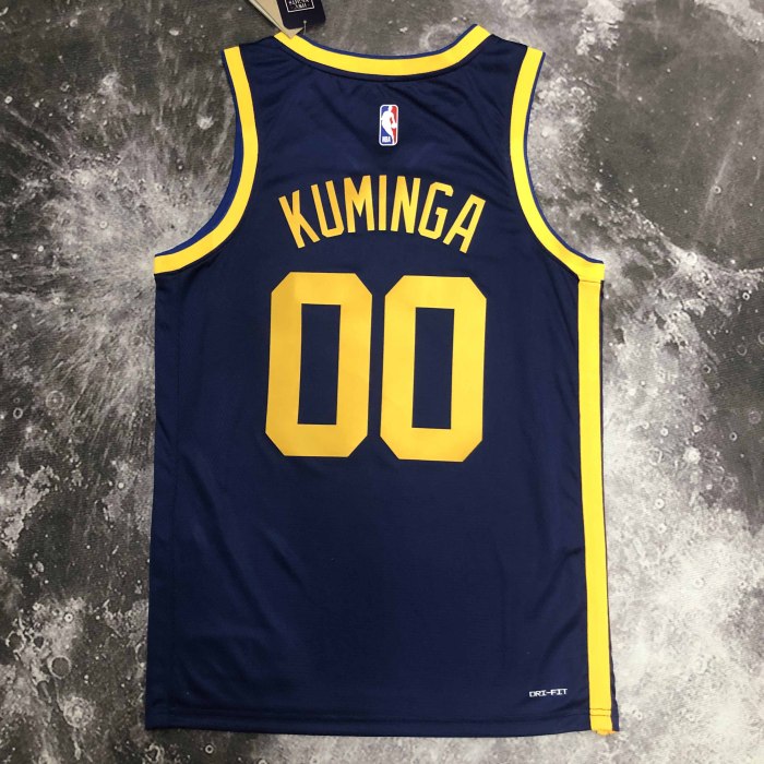 Heat Transfer 2023 Golden State Warriors Jonathan Kuminga Flying man limited  Dark blue Jersey
