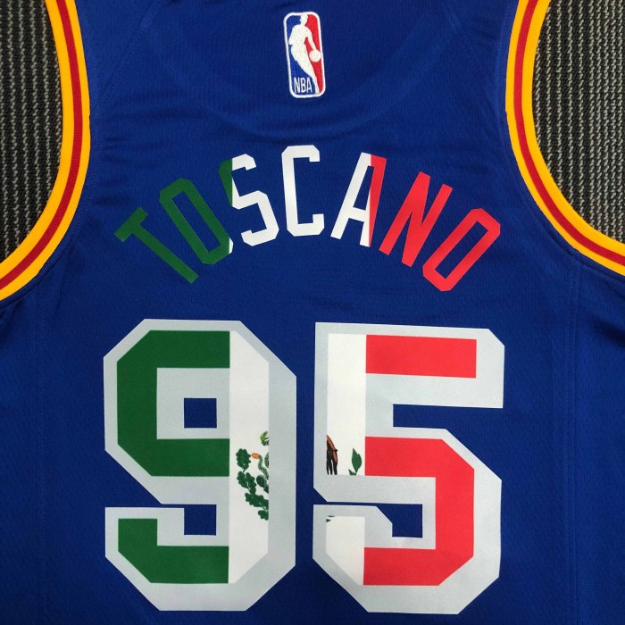 Heat Transfer Golden State Warriors JuanToscano-Anderson Retro Mexican limit Dark blue Jersey
