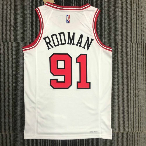 Heat Transfer NBA Chicago Bulls Dennis Rodman 75th Anniversary White Jersey