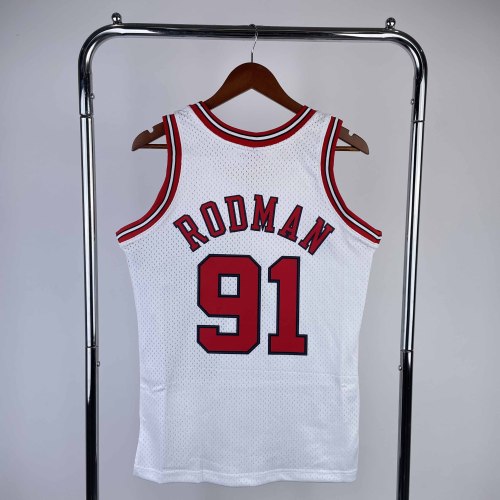 Heat Transfer 1998 NBA Chicago Bulls Dennis Rodman Retro White Jersey