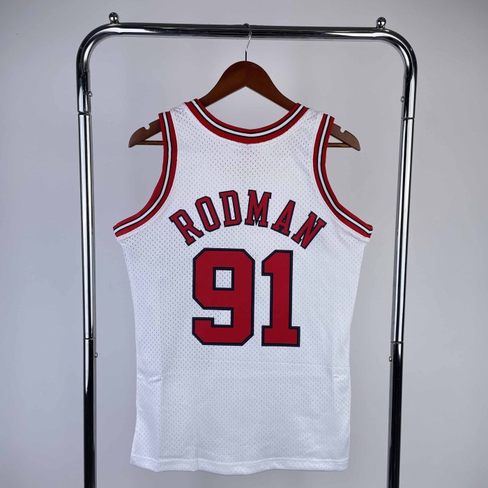 Heat Transfer 1998 NBA Chicago Bulls Dennis Rodman Retro White Jersey