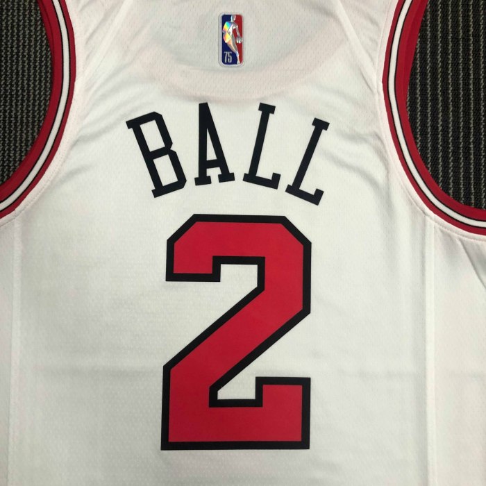 Heat Transfer NBA Chicago Bulls Lonzo Ball 75th Anniversary White Jersey