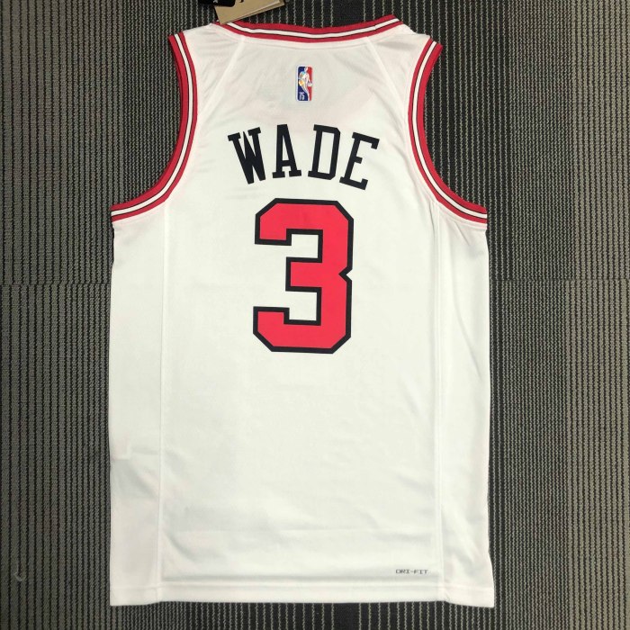 Heat Transfer  NBA Chicago Bulls Dwyane Tyrone Wade 75th Anniversary White Jersey