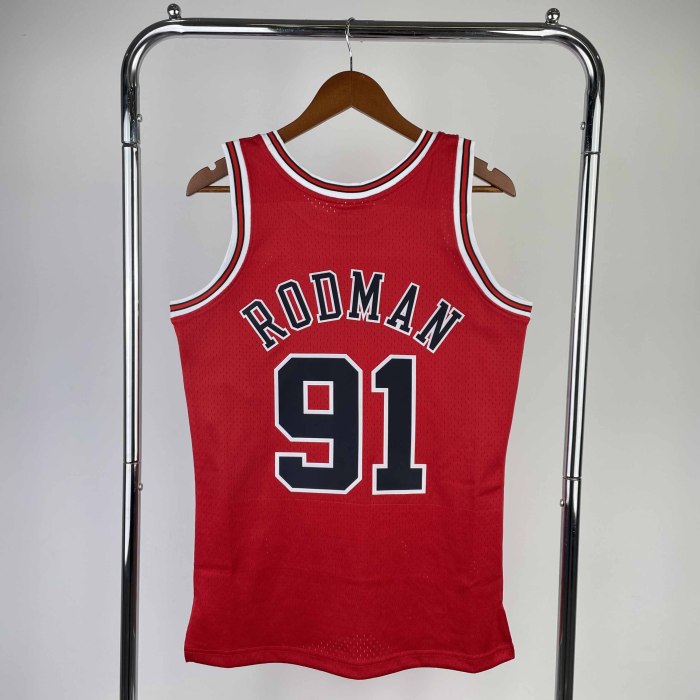 Heat Transfer 1998 Chicago Bulls Dennis Rodman Red Retro Jersey