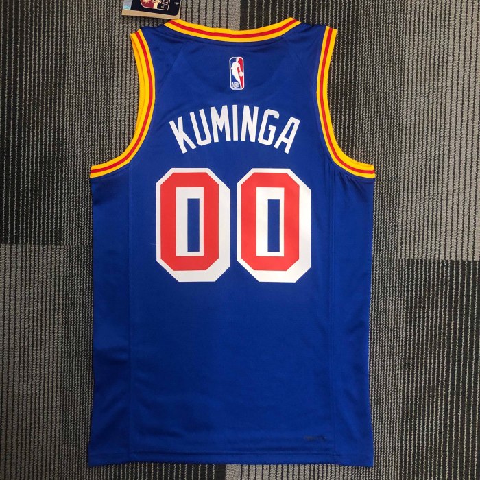 Heat Transfer Golden State Warriors Jonathan Kuminga 75th Anniversary Dark blue Retro Jersey